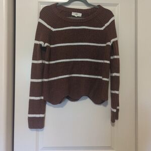Brown and White Striped Sweater